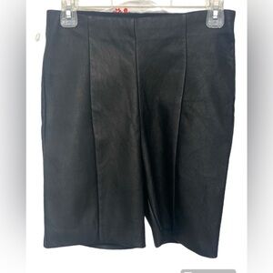 FIMI COUTURE Black Leather High Waisted Tights Shorts